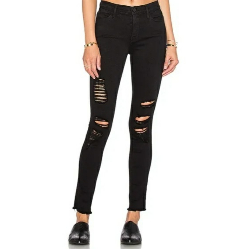 FRAME Denim Le Skinny de Jeanne Jeans in Noir Jefferson 25